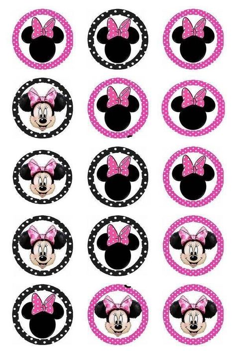 Minnie Mouse bottle cap images Minnie Mouse Cake Pops, Minnie Mouse Printables, Minnie Mouse Cupcake Toppers, Minnie Mouse Cupcake, Mickey Mouse Printables, Cupcakes Fondant, Bottle Cap Jewelry, Minnie Mouse Cupcakes, Bottle Cap Art