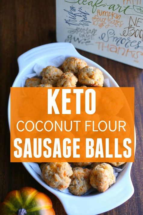 Keto Coconut Flour Sausage Balls Recipe- perfect for anyone with an almond flour allergy. These keto coconut flour sausage balls are easy to make and are perfect for the holidays! lchf, atkins, paleo, clean eating, low carb appitizer holiday recipes | ketosizeme.com Clean Eating Low Carb, Best Keto Breakfast, Eating Low Carb, Sausage Balls Recipe, Desayuno Keto, Coconut Flour Recipes, Sausage Balls, Resep Diet, Low Carb Diets