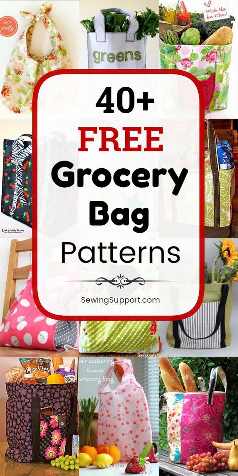 Grocery Bag Pattern, Shopping Bag Pattern, Free Groceries, Tote Bags Sewing, Beginner Sewing Projects Easy, Bag Patterns To Sew, Sewing Projects For Beginners, Diy Sewing Projects, Sewing Gifts