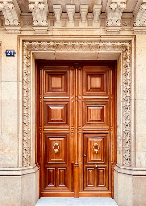 Dreta Eixample  - Barcelona Front Entry Doors Farmhouse, Double Front Entry Doors Farmhouse, Entry Doors Farmhouse, Wooden Double Front Doors Entrance, Double Front Doors Entrance, Wooden Double Front Doors, False Door, Eixample Barcelona, Balcony Door