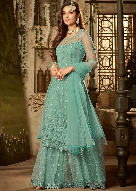 #SalwarKameez #SalwarSuit #SalwarSuits #IndianSalwarKameez #PakistaniSalwarKameez #IndianSalwarSuits #IndianEthnicWear #IndianDresses #IndianClothes #SalwarKameezStyle #SalwarSuitStyle #SalwarDesigns #SalwarKameezDesigns #womenfashion #dresses #ladiesfashion #womenoutfits #ethnicfashion #weddingdresses #indianoutfits #indianwear #Netsalwarsuits #NetSalwarKameez Pakistani Sharara Suit, Pakistani Sharara, Green Sharara, Designer Sharara Suits, Floor Length Anarkali, Frock Designs, Designer Anarkali Suits, Frock Style, Suit Blue