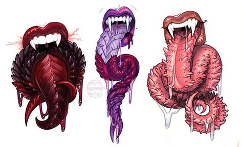 Incredible tongue art done by feyspeaker over on Twitter/X Demon Mouth Drawing Reference, Teeth Art, Monster Girl Encyclopedia, Body Horror, Mouth Drawing, Japanese Art Prints, Art Tools Drawing, Some Body, Concept Art Drawing