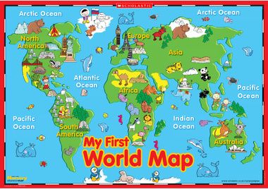 My first world map – poster Free Printable World Map, Interactive World Map, World Map Picture, Social Studies Maps, Cool World Map, Early Years Teaching, World Map With Countries, World Map Printable, Kids World Map