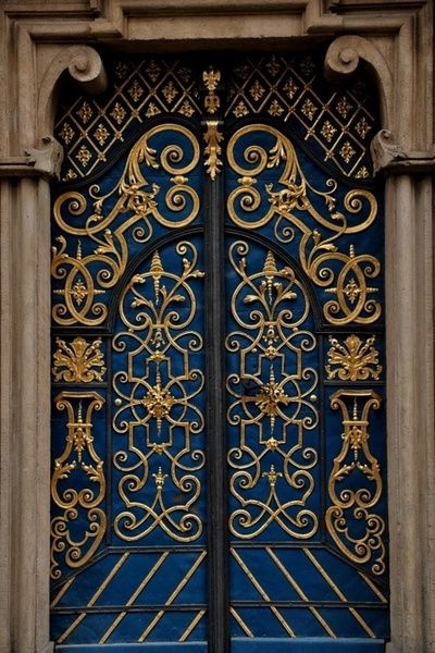 When One Door Closes, Porte Cochere, Door Entryway, Porte Decorate, 카페 인테리어 디자인, Cool Doors, Door Gate, Iron Work, Blue Door