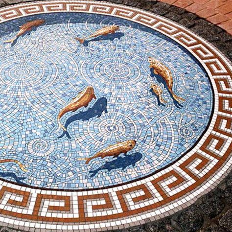 Mosaic Floor, Soyut Sanat Tabloları, Mosaic Table, Mosaic Garden, Public Garden, Mosaic Flooring, Mosaic Diy, Mosaic Projects, Fish Pond