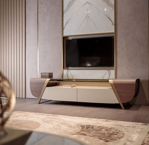 Tv Wanddekor, Led Unit, Tv Unit Design Modern, Luxury Sideboard, Hall Cabinet, Luxury Lounge, Tv Unit Interior Design, Sala Tv, Interior Design Per La Casa