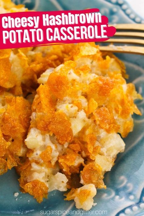 Cornflake Hashbrown Casserole, Hashbrown Casserole With Cornflakes, Recipes Thanksgiving Side Dishes, Hashbrown Potato Casserole, Cheesy Potatoes With Hashbrowns, Hash Brown Potato Casserole, Creamy Cheesy Potatoes, Cheesy Hashbrown, Hashbrown Casserole Recipe