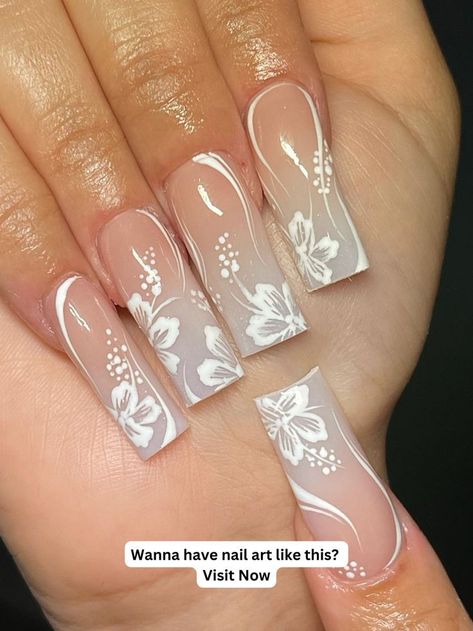 There's a new beauty trend taking over Instagram and it's absolutely stunning. Say hello to "quartz nails". Acrylic Nail Designs That Go With Everything, White Long Acrylic Nails Coffin Designs, Nail Design Inspo Coffin, Cute Coffin Long Nails, Flower Themed Acrylic Nails, Cute Nail Designs With Charms, Nails Acrylic Coquette, White Acrylic Nails Designs Ideas, White Pretty Nails