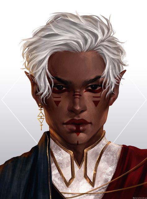 VESHAR CALANI Dnd Oc, Male Elf, D D Character Ideas, Love Interest, Roleplay Characters, Black Characters, Dnd Art, Fantasy Male, Character Design Male