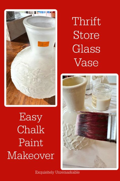 Glass Vase Chalk Paint Makeover DIY Spray Painting Glass, Glass Crafts Diy, Make Chalk Paint, Paint Makeover, Glitter Vases, Diy Steps, Chalk Paint Makeover, Glass Art Techniques, Painted Glass Vases