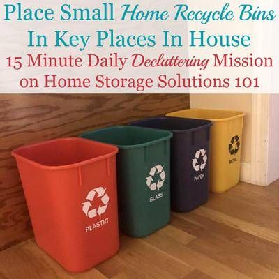 In today's mission we're going to place small home recycle bins in key locations in your home to remove an obstacle for you to encourage recycling by making it even more convenient. Recycle Organization, Recycle Bins, White Bathroom Storage, Recycling Storage, Top Bathroom Design, Recycling Station, Clutter Control, Recycling Information, Bathroom Basket Storage