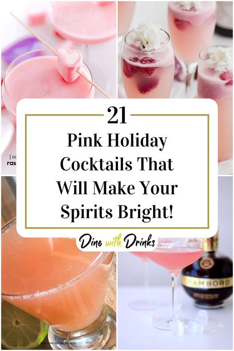 Collage of 4 pink holiday cocktails. Winter Themed Cocktails, Girls Night Cocktails, Holiday Cocktails Christmas, Girls Night Drinks, Christmas Martini, Christmas Drinks Alcohol, Easy To Make Cocktails, Christmas Cocktail Party, Pink Cocktails