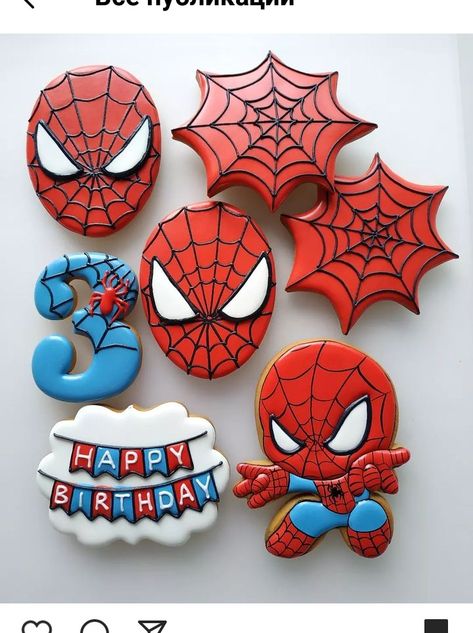 Spidey And Friends Cookies Decorated, Spider-man Cookies, Spiderman Cookies Decorated, Spidey And His Amazing Friends Cookies, Spiderman Sugar Cookies, Spiderman Party Decorations, Spiderman Cookies, Spidey Birthday, Superhero Cookies