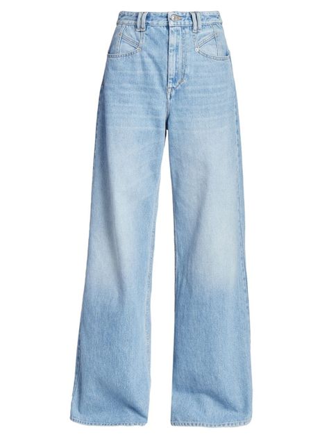 Isabel Marant Lemony High-Rise Wide-Leg Jeans Textured Knitwear, Realistic Outfits, Photographie Indie, Double Belt, High Rise Wide Leg Jeans, Flowing Dresses, Wide Jeans, Denim Style, Wide Leg Denim