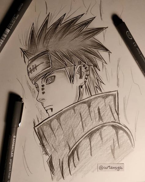 🔥Pain🔥  Who Is your favorite member of Akatsuki ?🍃🔥 Follow me @artensya Akatsuki Sketch, Pain Sketch, Sketch Images, Pain Naruto, Full Tattoo, Shading Drawing, Easy Mandala, Easy Mandala Drawing, Naruto Tattoo