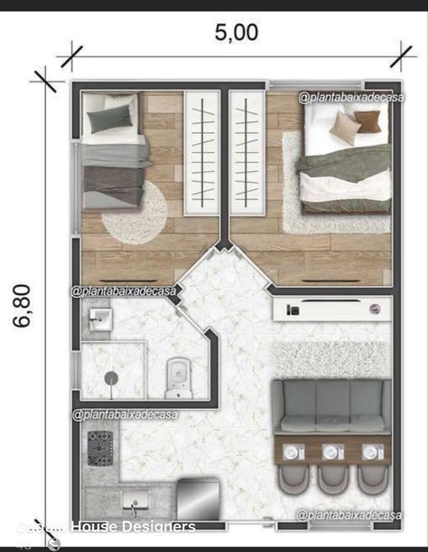 Small Apartment Plans, Small House Blueprints, Small Apartment Building, Small Tiny House, Small House Layout, Small House Floor Plans, House Floor Design, Small Apartment Design, Apartment Floor Plans