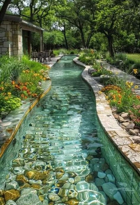 Walkway Lighting, Lighting Garden, Enchanting Garden, Glass Pool, Lazy River, Dream Life House, Natural Swimming Pool, Pool Construction, Inspire Me Home Decor