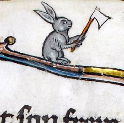 Quirky History: Rabbits Doing Weird Things in the Margins of Medieval Manuscripts. | Quirk Books : Publishers & Seekers of All Things Awesome Middle Ages Art, Medieval Drawings, Medieval Artwork, Funny Artwork, Medieval Paintings, Medieval Manuscript, Rabbit Art, Bunny Art, British Library