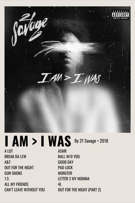 21 savage, I am > I was, album cover, poster, mens poster, rap, rap music, album Rap Album Covers, Vinyl Records Covers, Wall Collage Kit, Rap Albums, Album Cover Poster, 21 Savage, Collage Kit, Collage Poster, Music Album Cover