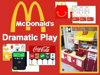 McDonald's Dramatic Play by Preschool Plans | Teachers Pay Teachers Pocket Of Preschool Dramatic Play, Mcdonalds Dramatic Play Center Ideas, Juice Bar Dramatic Play, Mcdonalds Pretend Play, Mcdonald’s Dramatic Play, Dramatic Play Space, Dramatic Play Ideas, Dramatic Play Themes, Free Mcdonalds