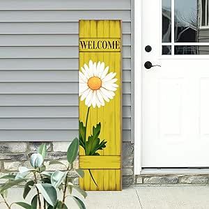 Spring Welcome Wooden Sign, Rustic Daisy Porch Sign for Front Door Decorations, Hello Spring Decor Home Hanging Signs Wall Sign 31.5"H Front Door Decorations, Sign For Front Door, Garden Fence Art, Spring Porch Decor, Barn Siding, Front Porch Signs, Vintage Inspired Decor, Chicken Art, Wrap Around Porch