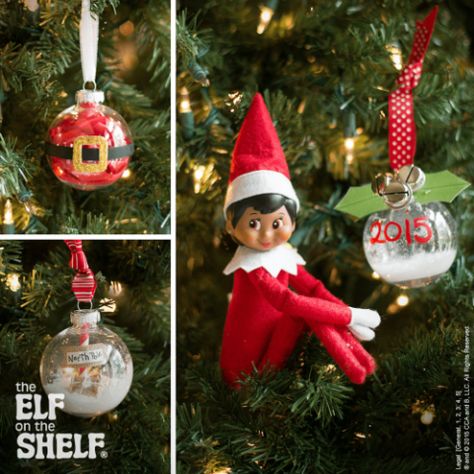 Ideas for Scout Elves | The Elf on the Shelf Shelf Ornaments, Elf Pets, Find Santa, Miniature Sign, The Elf On The Shelf, Elf Movie, Clear Ornaments, Elf Ornaments, Leaving Gifts