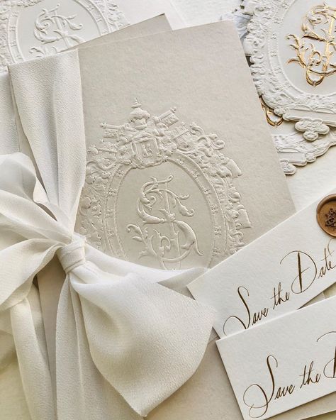 Yonder Design on Instagram: “ROMANTIC CREST // One of our favorite printing techniques is sculpt embossing. It is a beautiful printing technique that adds texture and…” Wedding Crest, Save The Date Designs, 카드 디자인, Luxury Wedding Invitations, Classy Wedding, Dreamy Wedding, Wedding Stationary, Wedding Paper, Wedding Card