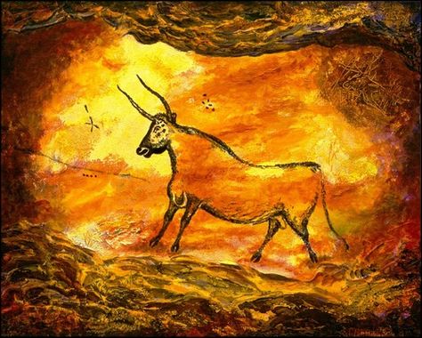 Bull Mythology, Prehistoric Fashion, Prehistoric Pottery, Stone Age Cave Paintings, Lascaux Cave Paintings, Chauvet Cave, Petroglyphs Art, Prehistoric Cave Paintings, Paleolithic Art