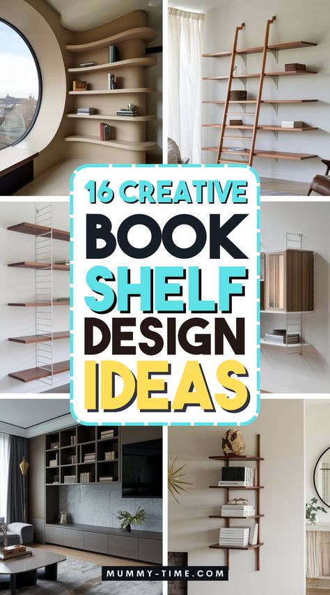 Transform your space with stunning bookshelf ideas that blend style and function! From minimalist designs to vibrant displays, discover the perfect inspiration to elevate your home decor. 📚✨ Save this pin for your next decorating project and start creating your dream bookshelf today! Closet Converted To Bookshelf, Wall Display Shelves Living Room, Horizontal Bookshelf Diy, Library Shelves Design Bookshelf Styling, Wrap Around Bookshelves, Bookshelf Blueprints, Wooden Bookshelf Aesthetic, Creative Bookshelves Modern, Unique Bookshelf Ideas