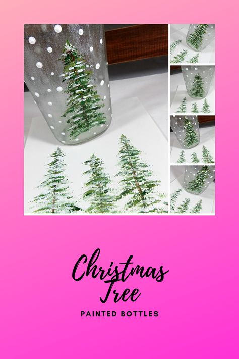 This painting video tutorial will show you how to paint an easy Christmas tree on a glass bottle, step by step. #bottle #artbottles #bottleart #painting #easy #simple #stepbystep #paint #acrylic #polkadots #tree #Christmastree #paintingbottles #bottlepainting #paintingonbottles #Christmasdecor #simplebottlepainting Qtip Bottle Painting, Painted Wine Bottles Christmas Ideas, Painting Wine Bottles Diy Acrylics Easy, How To Paint On Glass Bottles, Christmas Painted Bottles, Christmas Bottle Art, Holiday Signs Wooden, Wine Bottle Christmas Tree, Painted Wine Glasses Christmas