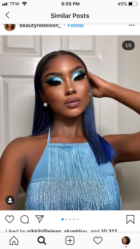 Aqua Blue Makeup Look, Turquoise Makeup Looks Black Women, Teal Makeup Looks Black Women, Light Blue Eyeshadow Looks, Teal Eyeshadow Looks, Spicy Makeup, Colorful Eye Makeup Tutorial, Turquoise Makeup, Teal Makeup