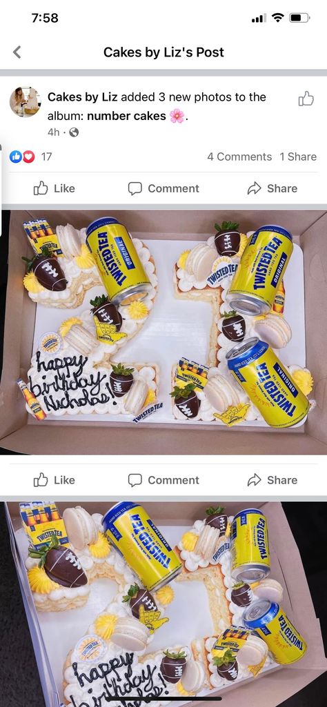 Twisted Tea Cake Ideas, Twisted Tea Birthday Cake, Twisted Tea Birthday Party Ideas, Twisted Tea Birthday, Twisted Tea Cake, Twisted Tea Party, 21st Birthday Themes, 19th Bday, Heart Baking