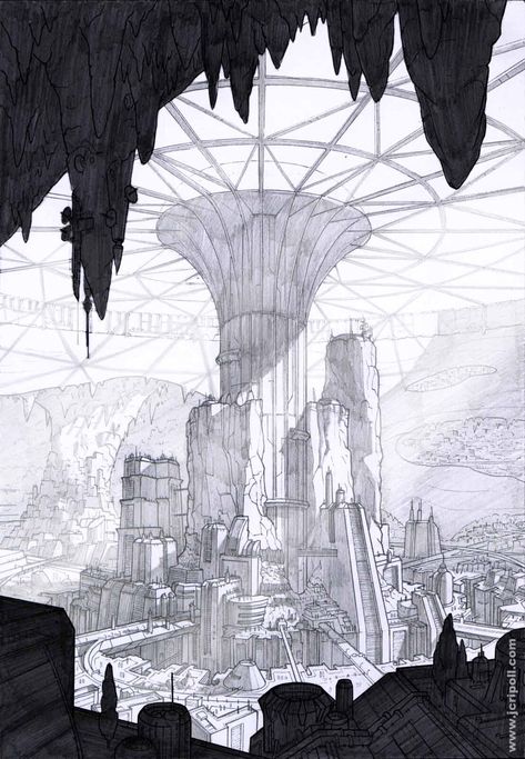 Giant Architecture, Character Design Inspiration Concept Art, Non Representational Art, Perspective Art, Architecture Drawing Art, Fantasy City, Futuristic City, Fantasy Art Landscapes, Fantasy Concept Art