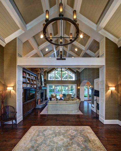 Traditional Cape Cod style home gets beautifully renovated in Laguna Hills Coffered Vaulted Ceiling, Vaulted Coffered Ceiling, Ceiling Home Design, Vaulted Ceiling Ideas, Cape Cod Style Home, Coffered Ceiling Design, Cape Cod Style House, Cape Cod Style, Ceiling Ideas