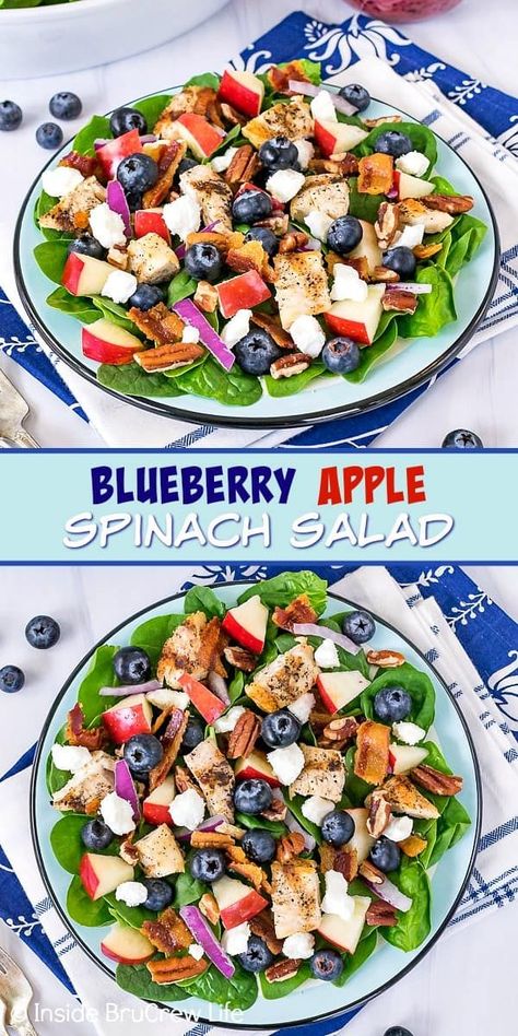 Spinach Blueberry Salad, Ramen Noodle Salad Recipes, Winter Pasta Salad Recipes, Salad Recipes With Italian Dressing, Winter Pasta Salad, Recipes With Italian Dressing, Salad Recipes Keto, Apple Spinach Salad, Recipes Ramen