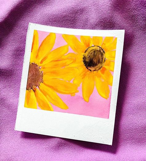 Letter’d With Love on Instagram: “Sunflower Square 🌻🌝 Painting Polaroids Part 3 . . . #letterdwithlove #letterdwithmagic #letterdwithhappiness #watercolor…” Sunflower Polaroid Painting, Sunflower Polaroid, Painting Polaroids, Polaroid Painting, Square Painting, Letter D, Birthday Cards Diy, Diy Cards, Fun Diys