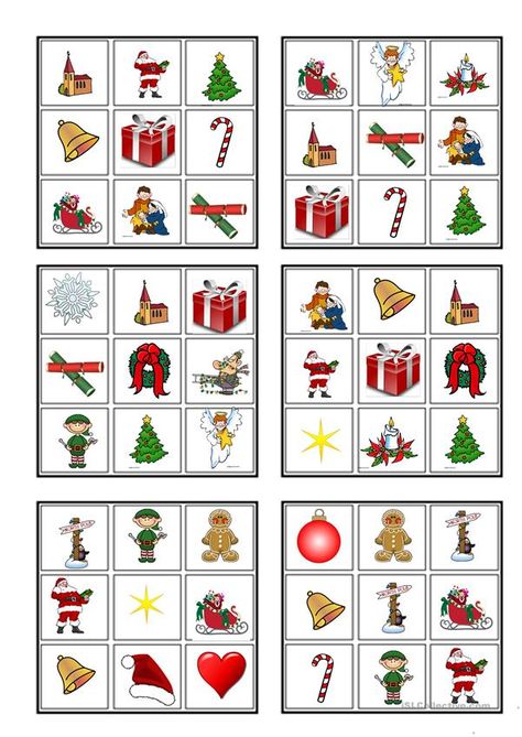 Christmas Bingo Printable, Bingo Set, Christmas Bingo, Christmas Kindergarten, Activities Games, English Lessons For Kids, Christmas Party Games, Esl Worksheets, Christmas Games