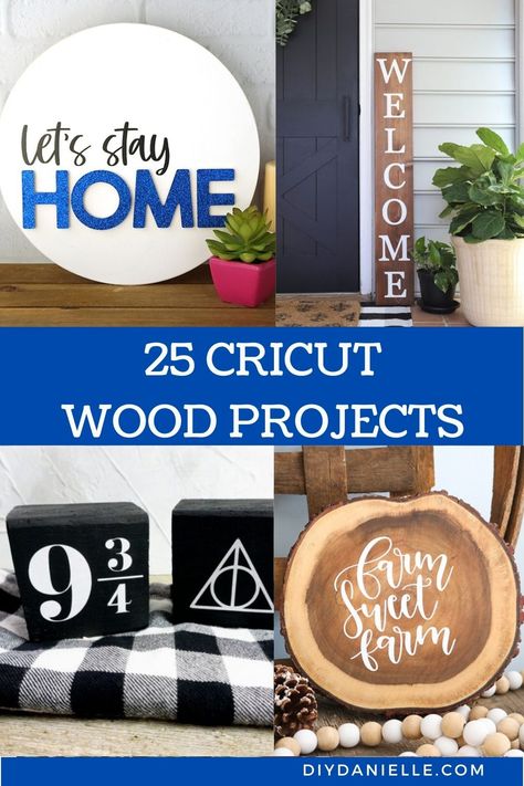 Cricut Wood Projects are a great way to add a personal touch to your home décor. You can make signs, wall art, and so much more! #diydanielle #cricutmade #cricutwoodprojects Cricut Wood Projects, Cricut Stencil Vinyl, Wood Blocks Christmas, Cricut Wood, Cricut Explore Air Projects, Stencil Vinyl, Barn Wood Crafts, Wood Door Hangers, Holiday Tablescapes