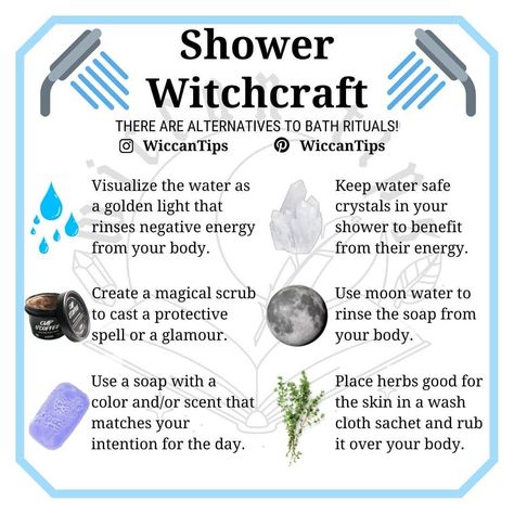 howers or baths? I prefer showers but baths are a great stress relief after a difficult week. Check my post about crystals famagd by water Witch Rituals, Green Witchcraft, Magia Das Ervas, Wiccan Magic, Witch Spirituality, Magic Spell Book, Grimoire Book, Eclectic Witch, Wiccan Spell Book