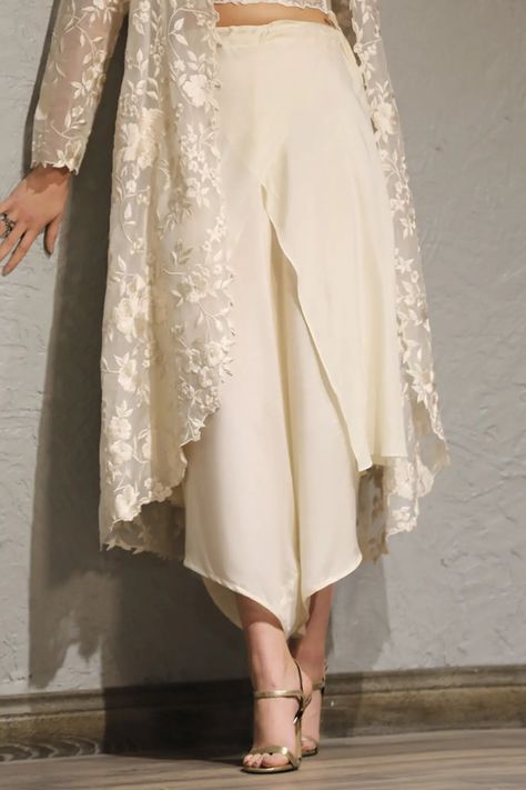 Buy Aikeyah White Organza Embroidered Jacket And Pant Set Online | Aza Fashions Organza Jacket, White Kurta, Luxury Sale, Embroidered Neckline, Embroidered Jacket, Pant Set, Embroidered Blouse, Set For Women, Festival Wear