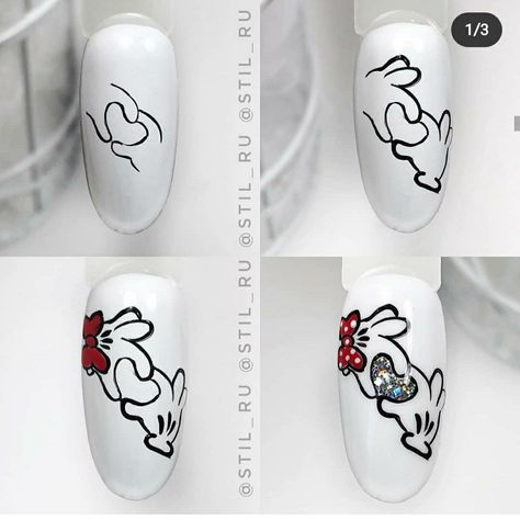 Disneyland Nails, Minion Nails, Disney Acrylic Nails, Mickey Nails, Unghie Nail Art, Funky Nail Art, Art Nail Art, Valentine Nail Art, Finger Nail Art