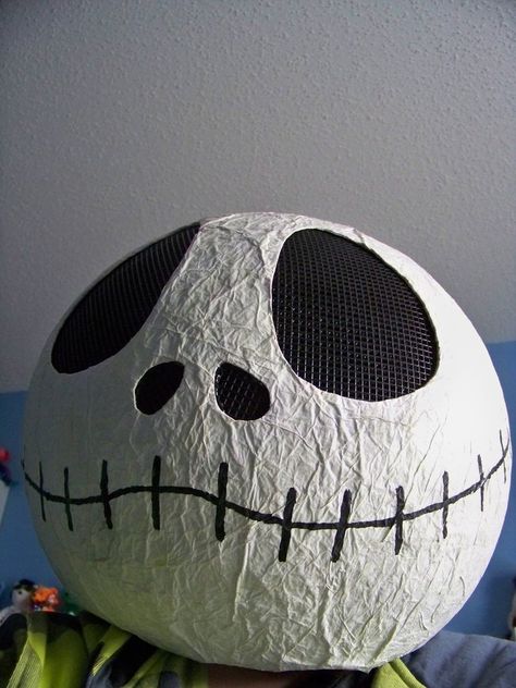 My Jack Skellington Head by Cant4getHisVoice on deviantART Diy Jack Skellington Head, Cheesecloth Diy, Mascara Halloween, Jack Skellington Head, Jack Y Sally, Jack Nightmare Before Christmas, Jack Skeleton, Halloween Craft Projects, Creepy Halloween Decorations