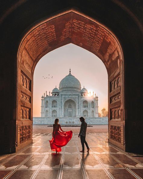 CAMILLE & JEAN on Instagram: “Behind every beautiful building goes an even more beautiful story ❤ ———————- Did you know that the Taj Mahal was built by emperor Shah…” Tac Mahal, Couple Travel Photos, India Travel Places, Travel Pose, Taj Mahal India, Vacation Photography, India Photography, Famous Places, Beautiful Stories