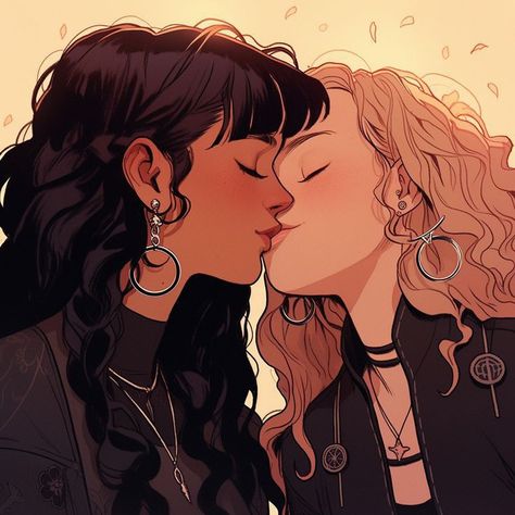 Cute Sapphic Art, Cute Wlw Art Spicy, Gl Drawing, Wlw Characters, Cute Wlw Art, Sapphic Art, Dibujos Percy Jackson, Woman Loving Woman, Lesbian Art