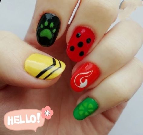 Ladybug Nails Miraculous, Miraculous Nail Art, Miraculous Nails Ideas, Ladybug And Cat Noir Nails, Miraculous Ladybug Nail Art, Miraculous Ladybug Nails, Miraculous Nails, Rhinestones Crafts, Ladybug Nail Art