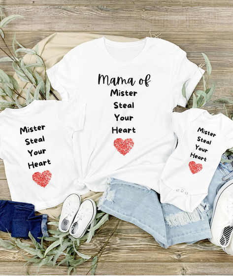 Matching mommy and me Valentine's Day shirts. Mother And Son Outfits, Mama And Son, Mama Mini Shirt, Son Outfits, Mommy And Me Shirts, New Mom Shirt, Mommy And Me Shirt, Mother And Son, Valentines Day Shirts