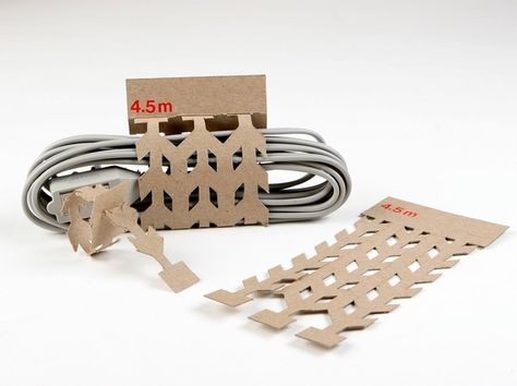 Cord Packaging that Tears Off to become Cord Ties. | 31 Mind-Blowing Examples of Brilliant Packaging Design Brilliant Packaging Design, Eco Packaging Design, Secondary Packaging, Unique Packaging Design, Brilliant Packaging, Clever Packaging, Egg Packaging, Innovative Packaging, Eco Packaging