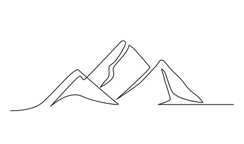 One Continuous Line Drawing, Landscape Template, Mountain Drawing, Continuous Line Drawing, Tree Saw, Heart Tree, Continuous Line, Logo Banners, Cityscape Photos