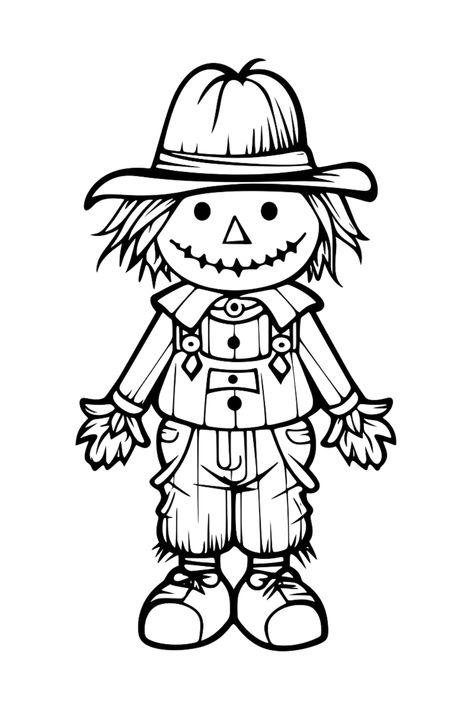 Scarecrow Printable Free, September Coloring Pages Free Printable, Build A Scarecrow Printable, Scarecrow Coloring Pages Free Printable, Scarecrow Coloring Pages, Halloween Sleepover Party, Scarecrow Pictures, Picture Outline, Scarecrow Drawing