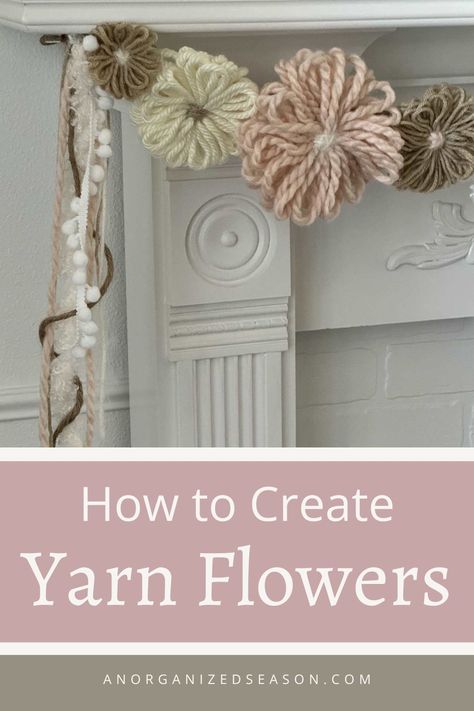 Get ready to have some fun with yarn! 😄 Learn how to make beautiful yarn flowers for all your DIY projects or gifts for special people 🎁. These flowers are simple to make, and you'll be amazed at how stunning they look 🌺. Please pin this and follow us for more DIY inspiration! Pom Pom Tree Decorations, How To Make Yarn Flowers, Easy Home Crafts For Adults, No Knit Yarn Crafts, Diy Christmas Decorations With Yarn, Yarn Flowers Diy How To Make, Flower Weaving Pattern, How To Make Pom Poms With Yarn Video, Diy Fabric Decor